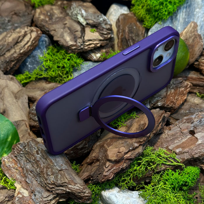 Slim Matte Case with ring stand iPhone 15 Pro Purple
