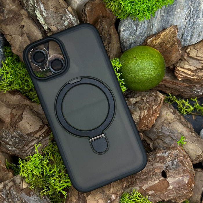 Чохол Slim Matte Case ring stand with camera protective iPhone 12/12 Pro Black