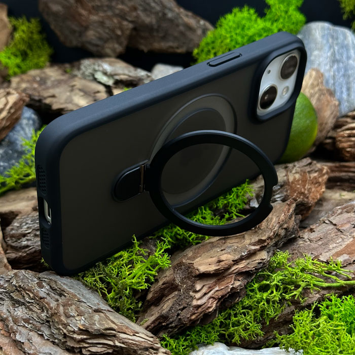 Чохол Slim Matte Case ring stand with camera protective iPhone 15 Plus Black