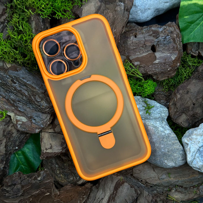 Чохол Slim Matte Case ring stand with camera protective iPhone 15 Pro Orange