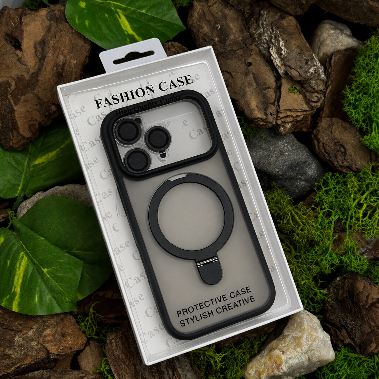 Чохол Slim Matte Case ring stand with camera protective iPhone 17 Pro Max Black