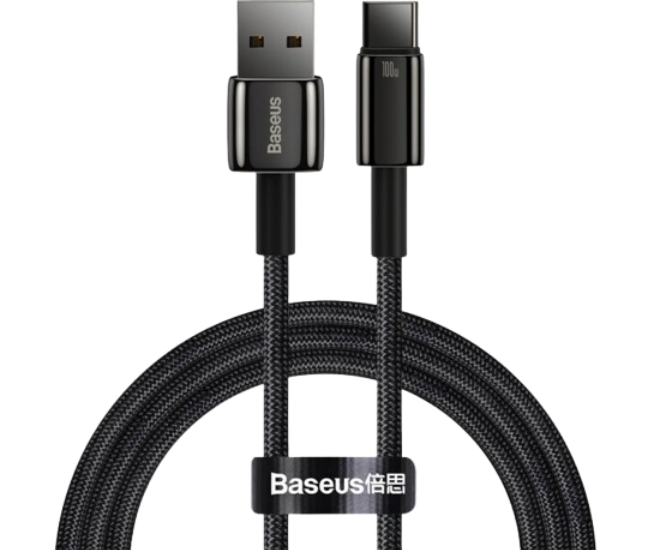 Кабель Baseus Tungsten USB to Type-C 100W 2m (CAWJ000101) Black
