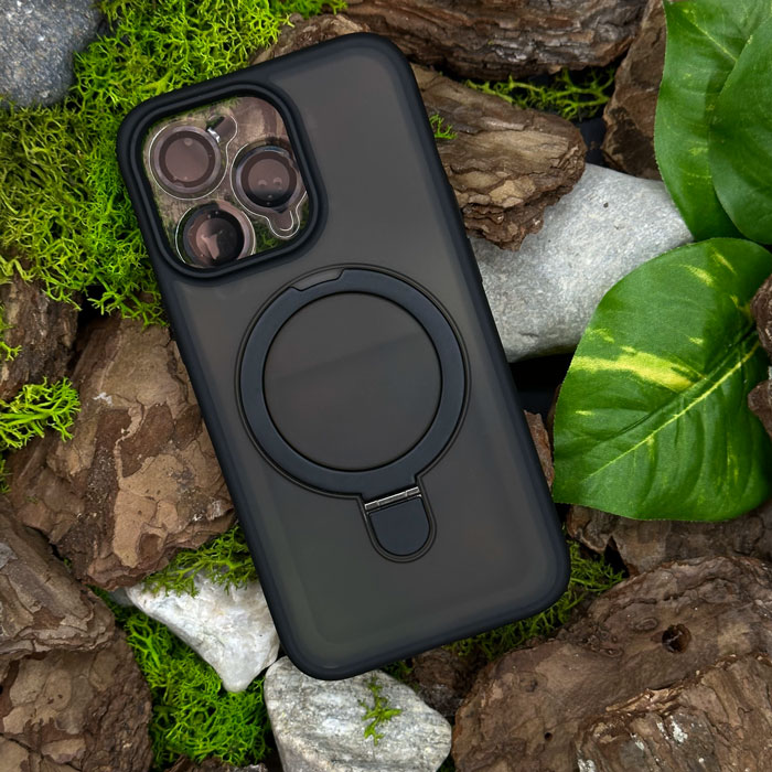 Чохол Slim Matte Case ring stand with camera protective iPhone 16 Pro Black