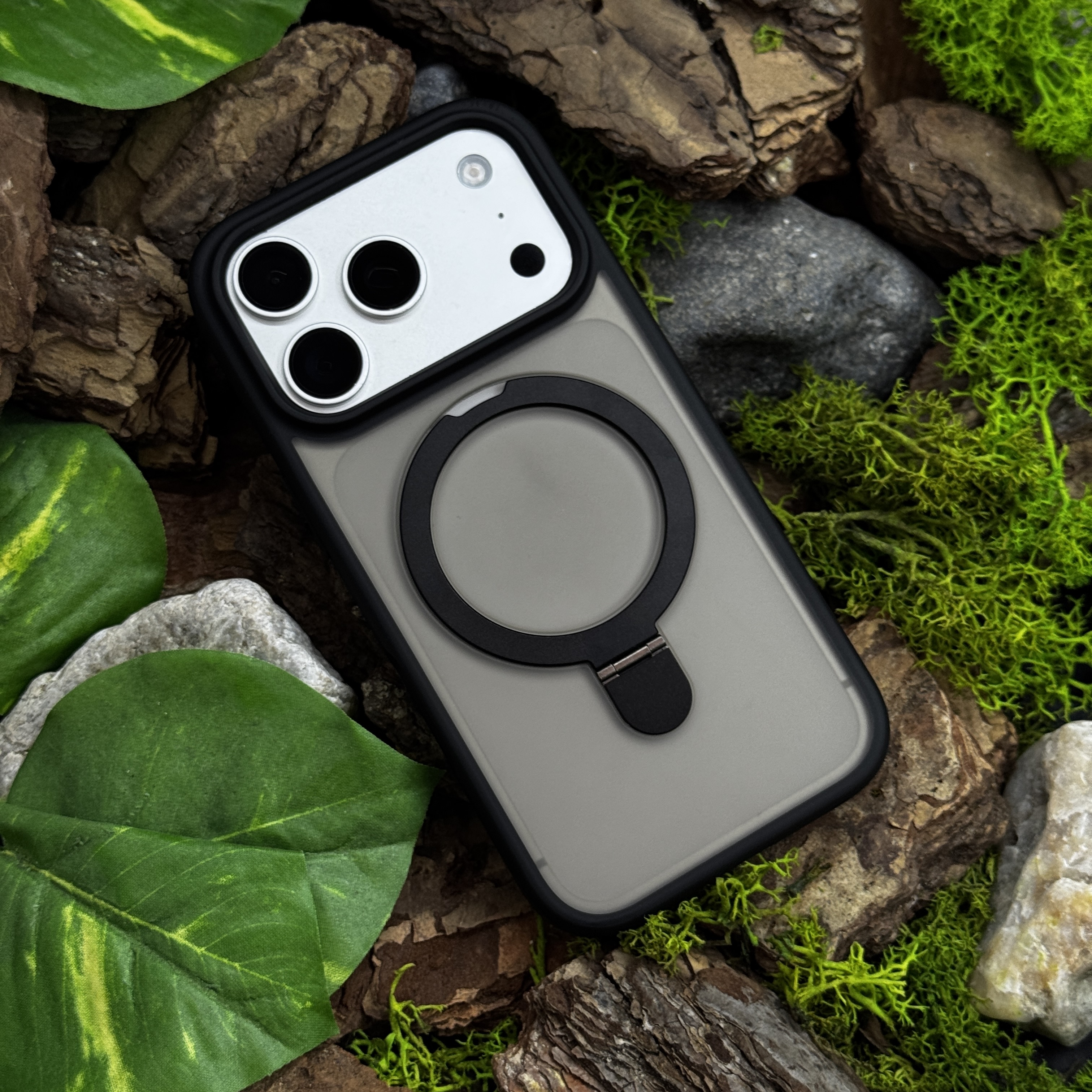 Чохол Slim Matte Case ring stand with camera protective iPhone 17 Pro Max Black