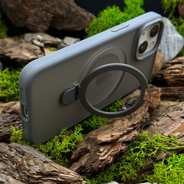 Чохол Slim Matte Case ring stand with camera protective iPhone 15 Plus Grey
