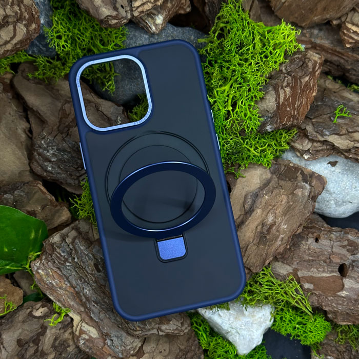Чохол Slim Matte Case with ring stand iPhone 15 Pro Dark Blue