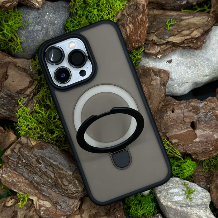 Чохол Slim Matte Case ring stand with camera protective iPhone 12 Pro Max Black