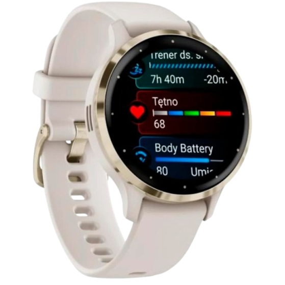 Garmin Venu 3S Soft Gold with Ivory Case and Silicone Band