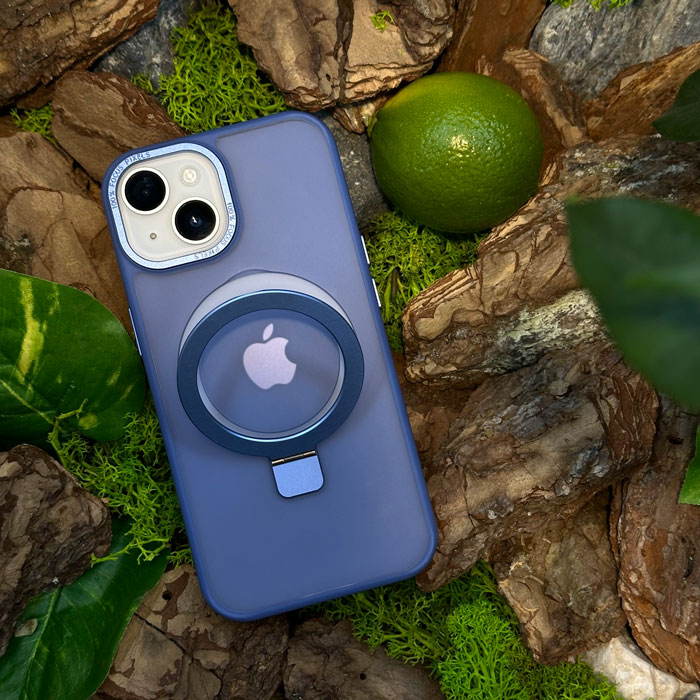 Slim Matte Case with ring stand iPhone 14 Pro Blue