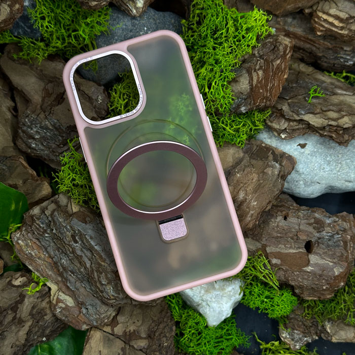 Чохол Slim Matte Case with ring stand iPhone 15 Pro Pink