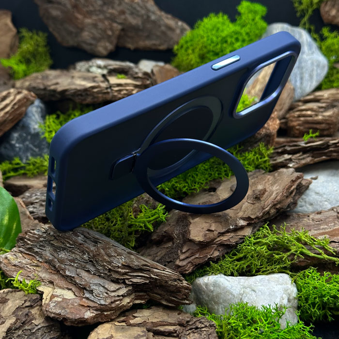 Чохол Slim Matte Case with ring stand iPhone 15 Pro Dark Blue