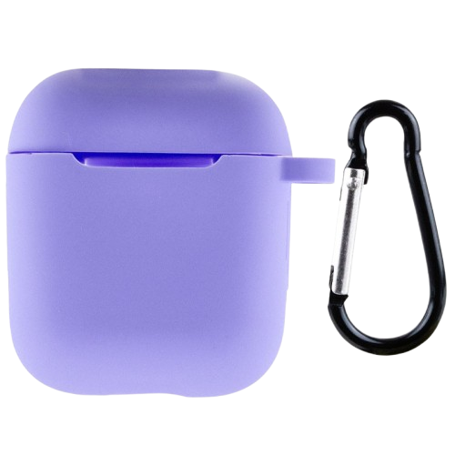 Чохол for AirPods 1/2 SILICONE CASE (з карабіном) Light Purple