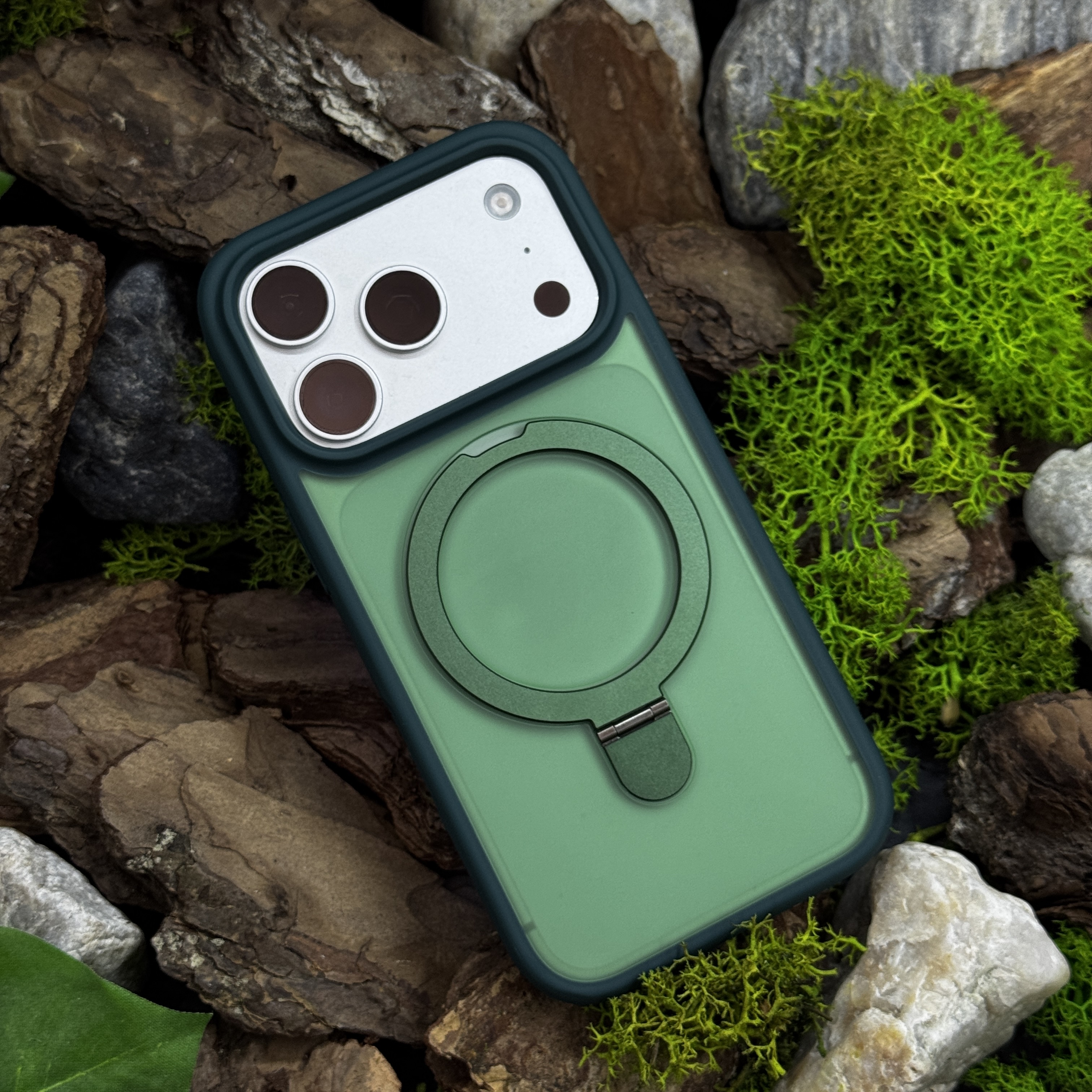 Чохол Slim Matte Case ring stand with camera protective iPhone 17 Pro Max Green