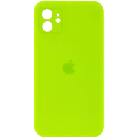 Apple silicone case FULL (закрита камера) Iphone 12 Flash Lime