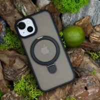 Чохол Slim Matte Case ring stand with camera protective iPhone 15 Plus Black