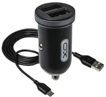 Автомобільний зарядний пристрій XO TZ08 2USB 2.1A Black + кабель Micro USB