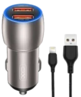 АЗП XO-CC52 2USB QC 3.0 36W Silver