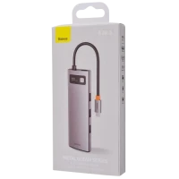 Type-C Хаб Baseus Metal Gleam Series 8-in-1 (3xUSB3.0 + 4KHD + RJ45 + Type-C + TF + SD)