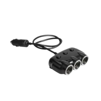 Автомобільний зарядний пристрій Koni Strong KS45 3 socket adapter 2USB 120W Black