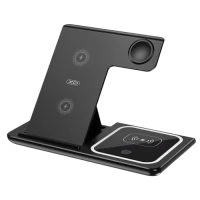 Бездротовий зарядний пристрій XO WX023 15W 3 in 1 (iPhone+Apple Watch+AirPods) Black