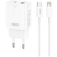 Мережевий зарядний пристрій XO L130 1USB-A+1USB-C 30W + кабель USB-C to Lightning