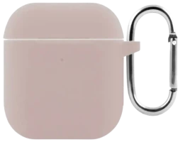Чохол for AirPods 1/2 SILICONE CASE (з карабіном) Pink Sand