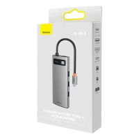 Type-C HUB Baseus Metal GleamSeries 8-in-1 Multifunctional Docking Station Gray WKWG050013