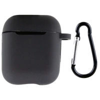 Чохол for AirPods 1/2 SILICONE CASE (з карабіном) Black