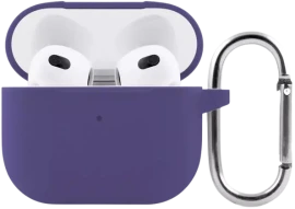 Чохол for AirPods 3 SILICONE CASE (з карабіном) Lavender Gray