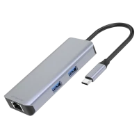 Type-C-Хаб Proove Iron Link 6 in 1 (2*USB3.0 + SD/TF + RJ45 + HDMI) Silver